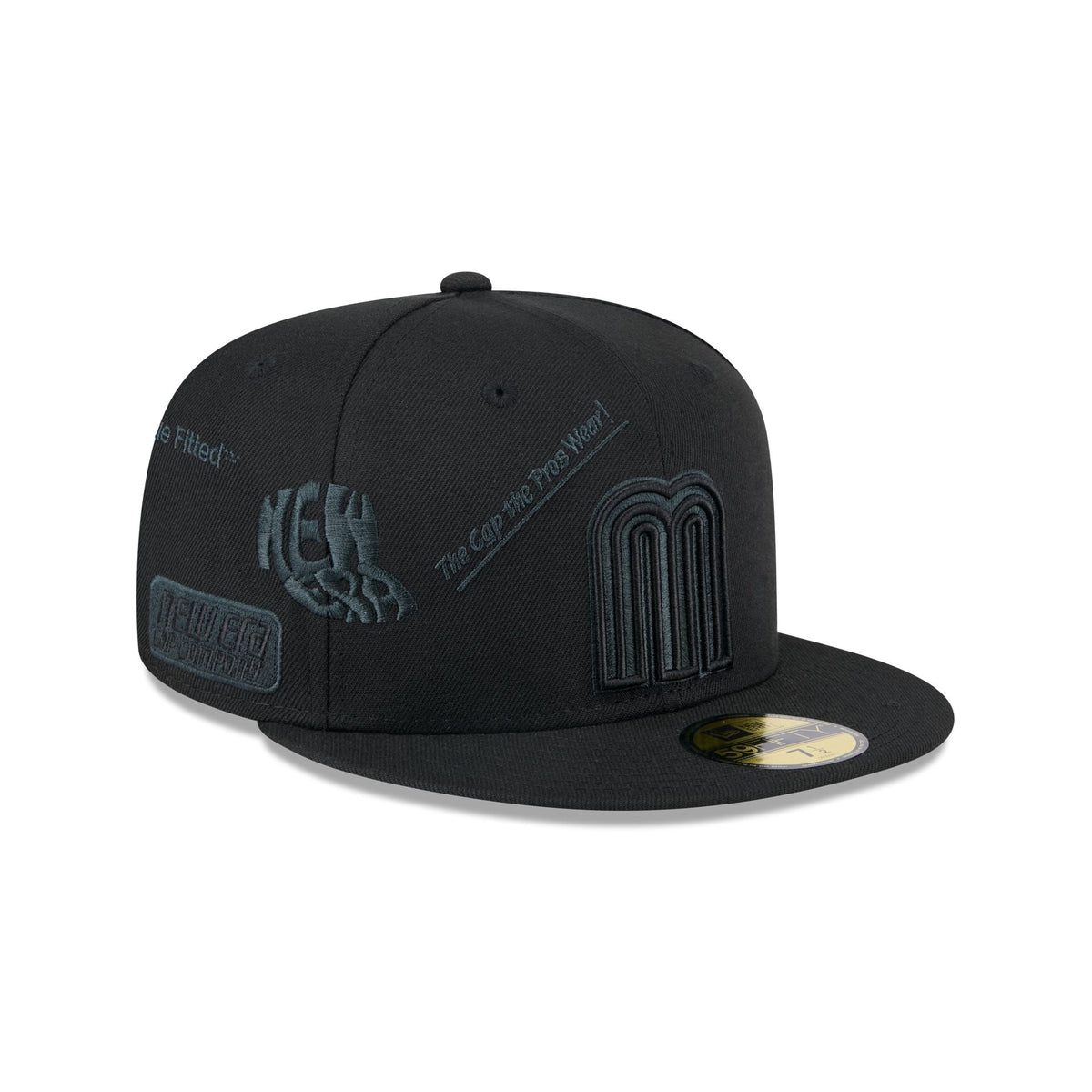 Mexico Baseball New Era Anniversary Logos Black on Black 59FIFTY Fitted Hat