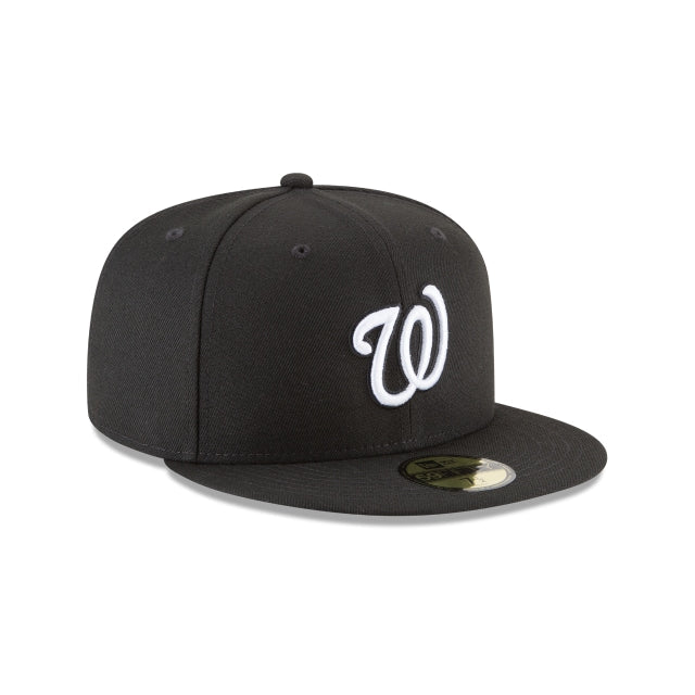 Washington Nationals Black and White Basic 59FIFTY Fitted Hat