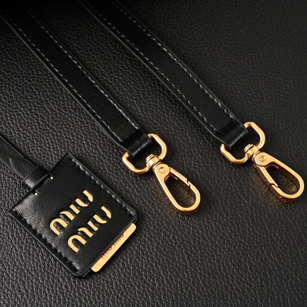 Miu Miu Black Matelassé Leather Top Handle Bag