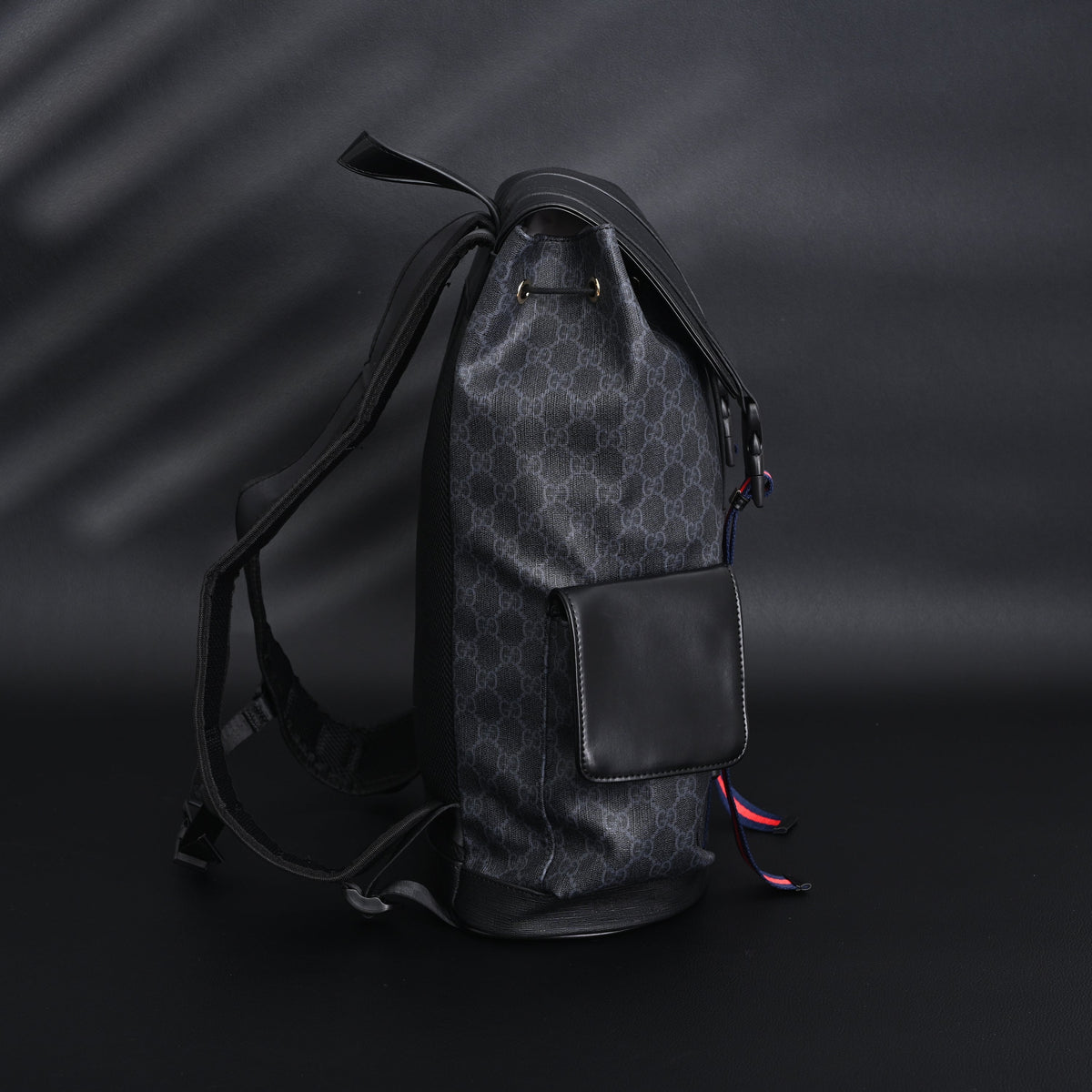 Gucci GG Supreme Monogram Backpack with Web Stripe
