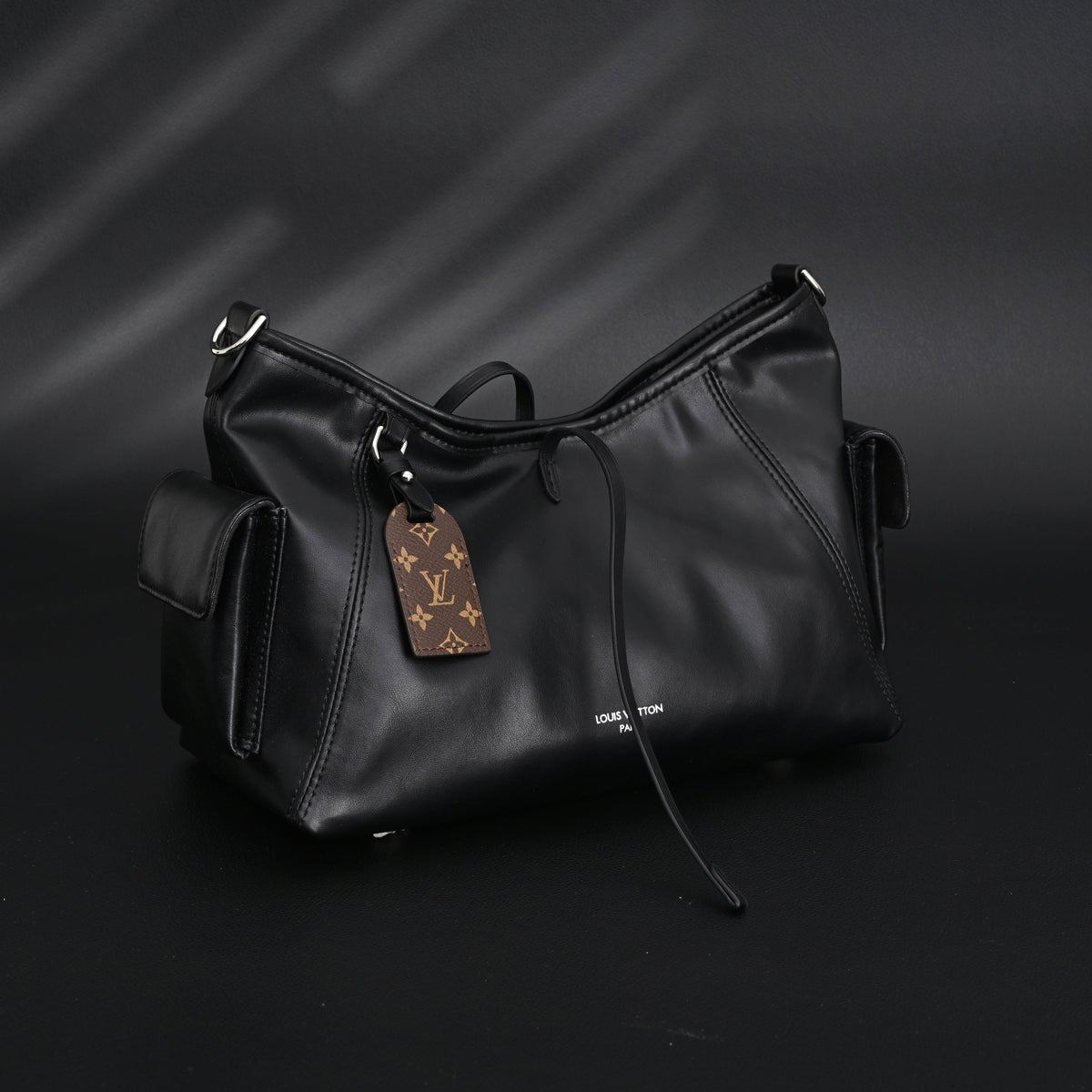 Louis Vuitton Montaigne Black Mahina Leather Shoulder Bag