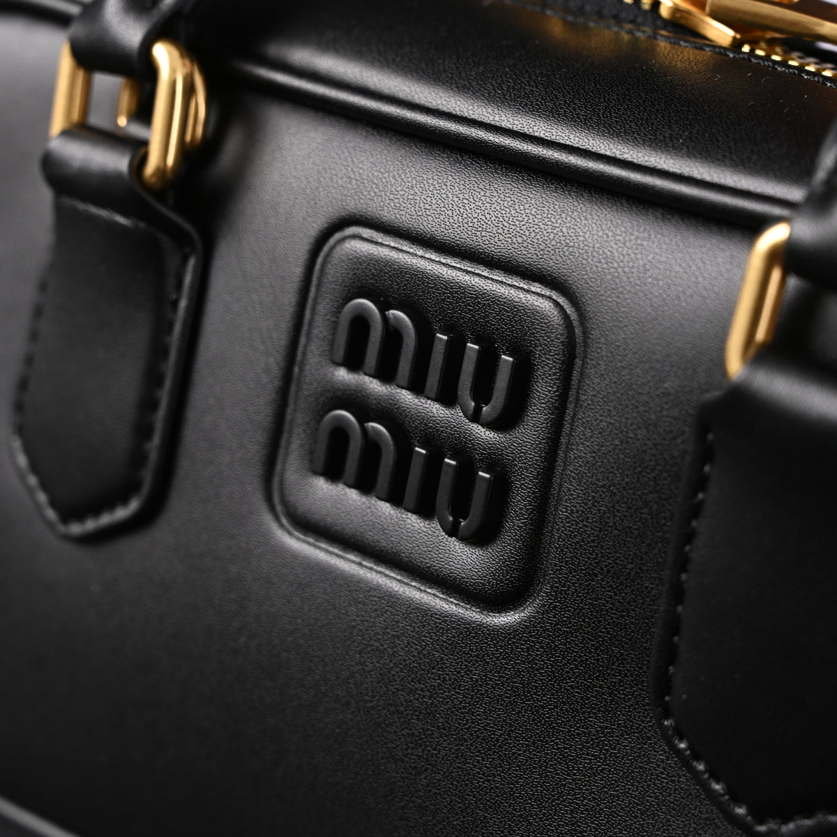 Miu Miu Black Matelassé Leather Satchel Bag – Mini Top Handle