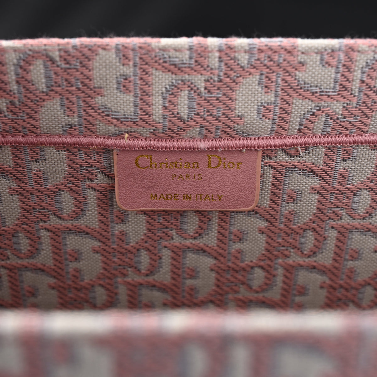 Christian Dior Large Book Tote – Pink Oblique Embroidery